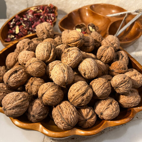 Organic Red Walnuts In Their Shell Raw Unpasteurized