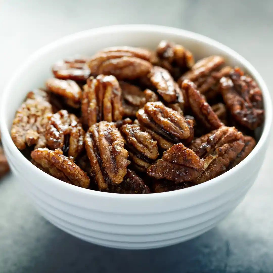 A bowl of Organic Regenerative Gourmet Pecans