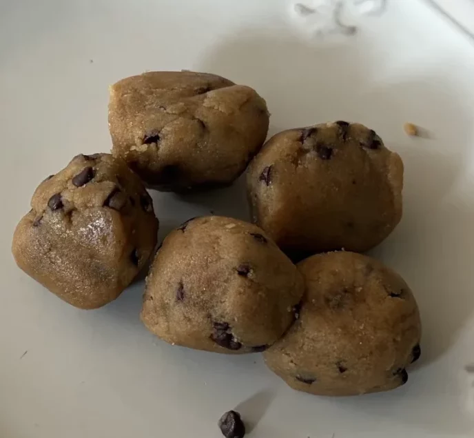 gluten free cookie dough balls on a plate